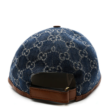 Gucci Washed Jacquard Denim Nappa GG Monogram Oscar Baseball Hat M Denim Cuir 6 of 9