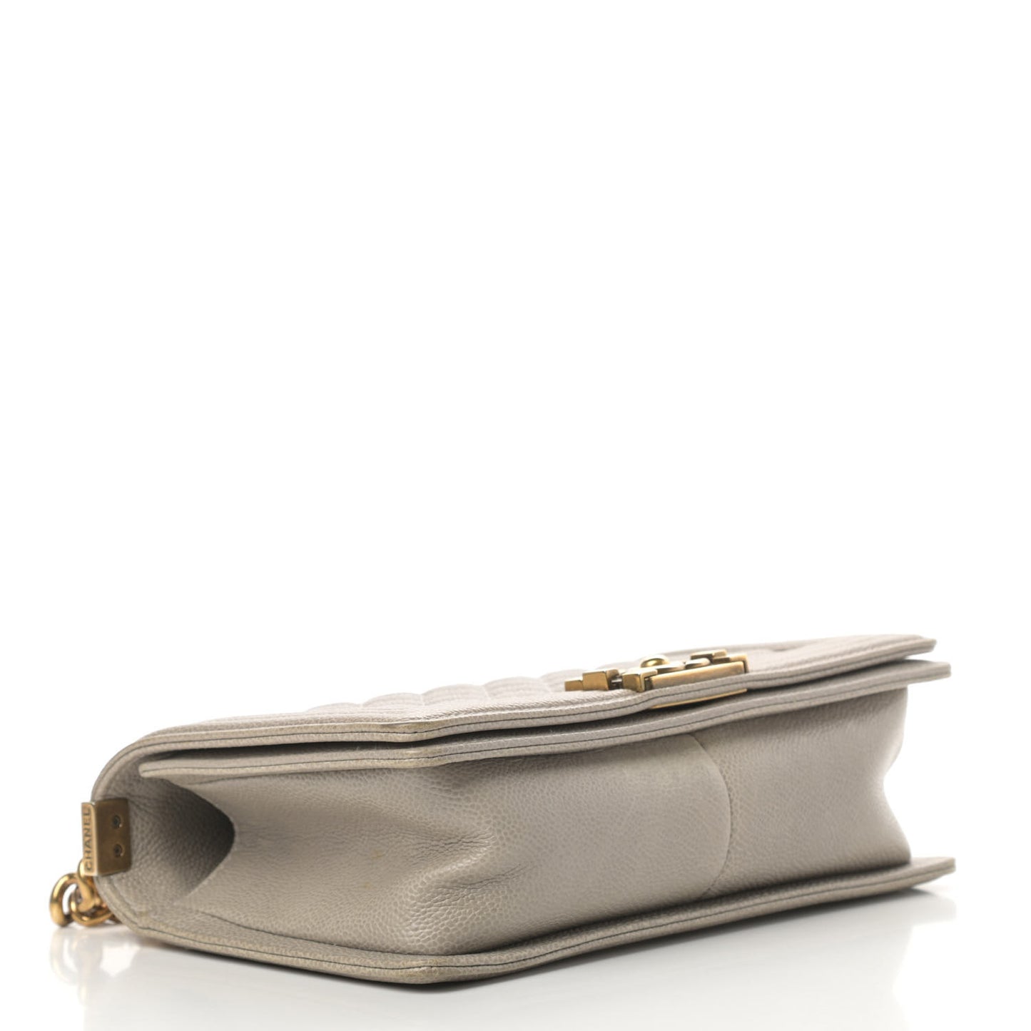 Caviar Quilted Medium Boy Flap Light Grey