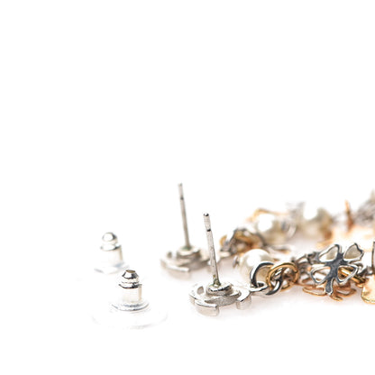 Chanel Pearl CC Charm Chain Drop Earrings Silver Gold 4 of 4