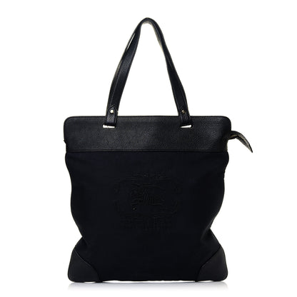Burberry Canvas Calfskin Crest Embossed Flat Tote Black 1 of 7