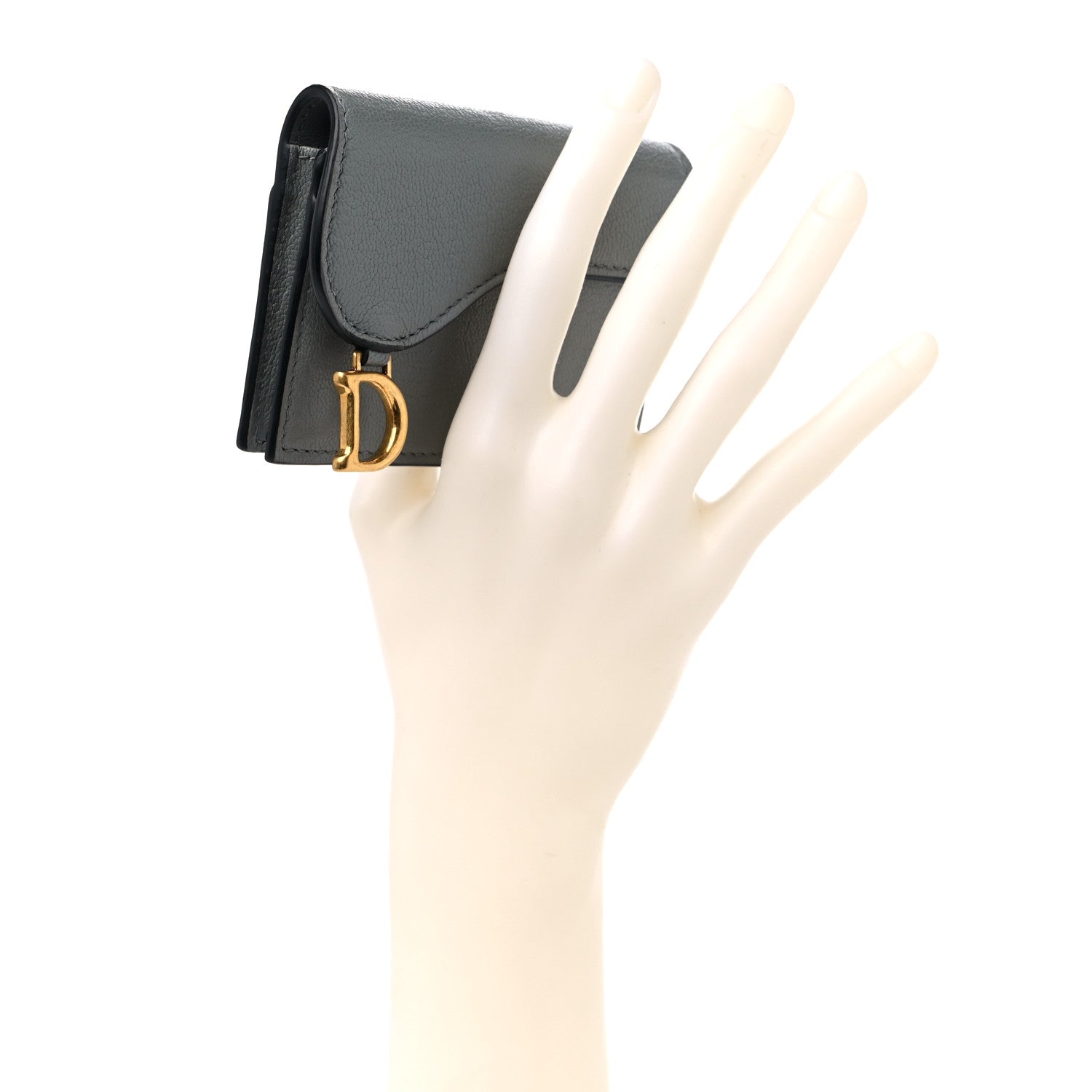Christian Dior Goatskin Saddle Card Holder Grey 2 of 10
