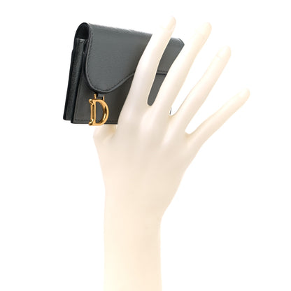 Christian Dior Goatskin Saddle Card Holder Grey 2 of 10