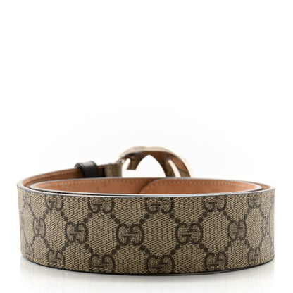 Gucci GG Supreme Monogram Selleria Calfskin Interlocking G 40mm Belt 80 32 Beige Ebony Cocoa 3 of 7