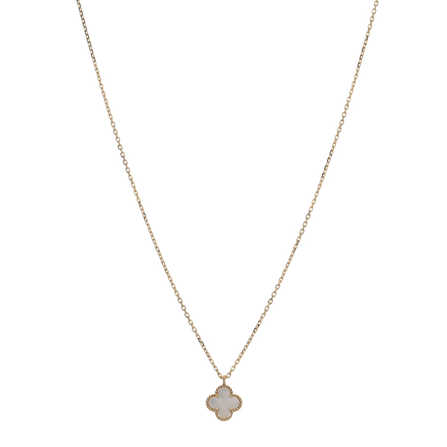 Van Cleef & Arpels 18K Yellow Gold Mother of Pearl Sweet Alhambra Pendant Necklace 1 of 4