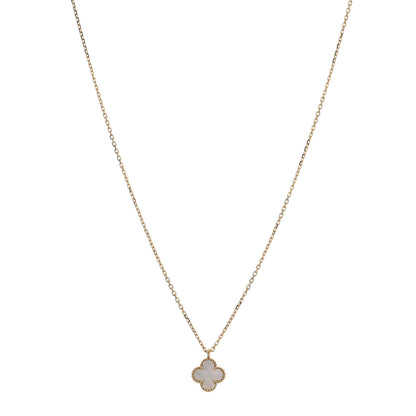 Van Cleef & Arpels 18K Yellow Gold Mother of Pearl Sweet Alhambra Pendant Necklace 1 of 4