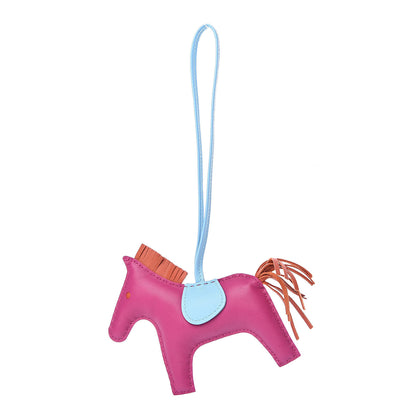 Hermes Milo Lambskin Grigri Rodeo Horse Bag Charm MM Rose Pourpre Cornaline Celeste 1 of 5
