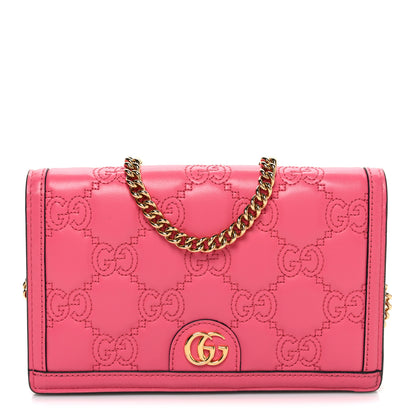 Gucci Calfskin GG Matelasse Chain Wallet Rhodamine Pink 1 of 11