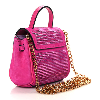 Versace Suede Crystal Studded Micro La Medusa Bag Pink 3 of 6