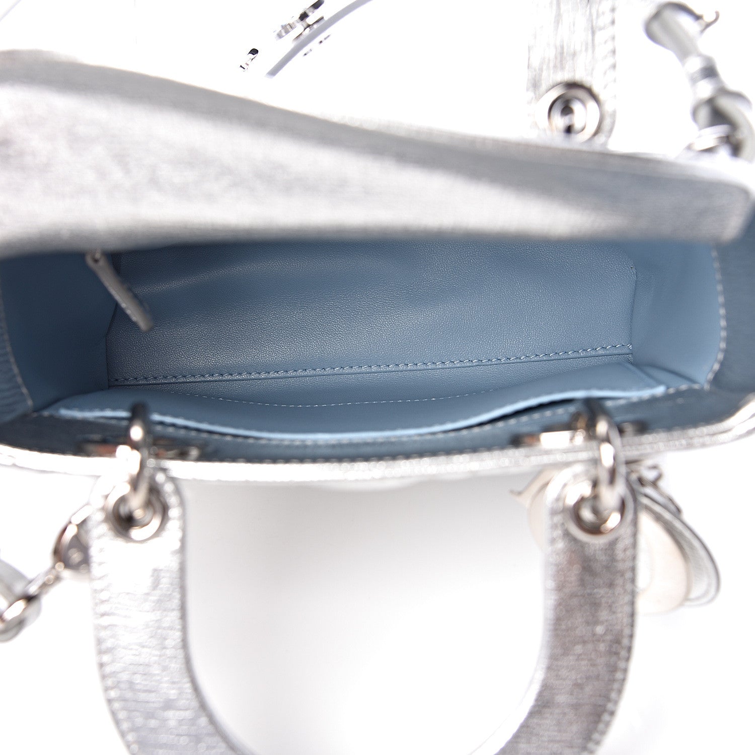 Christian Dior Metallic Grained Calfskin Cannage Small Lucky Badges My Lady Dior Silver 5 of 10