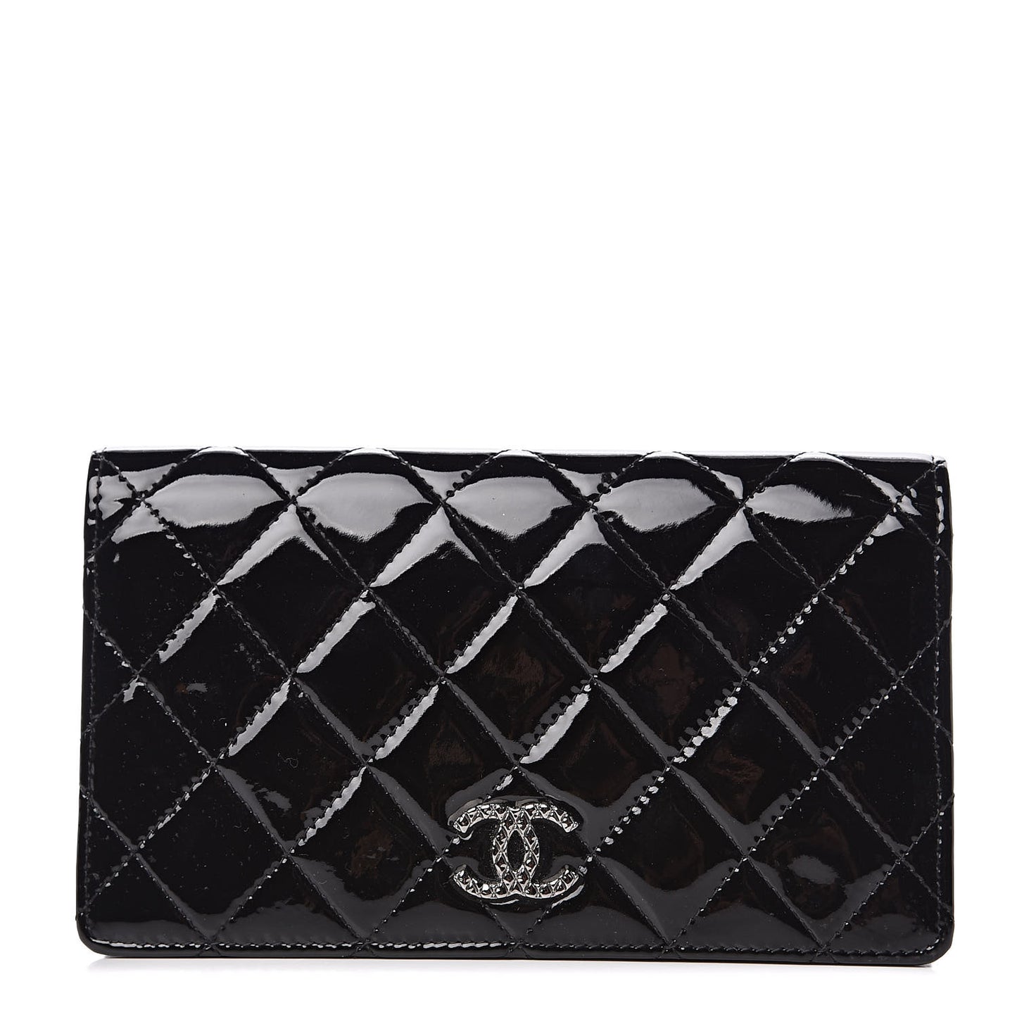 Patent Quilted Brilliant Yen Wallet Black