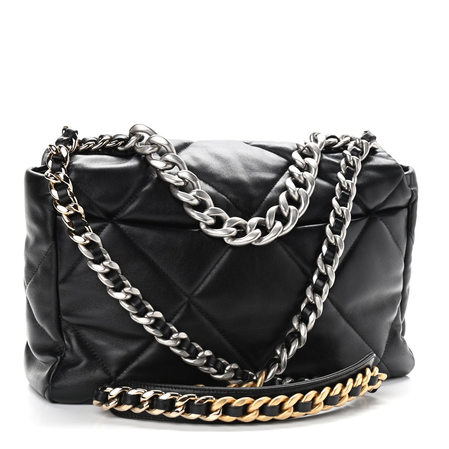 Lambskin Quilted Large Chanel 19 Flap Black