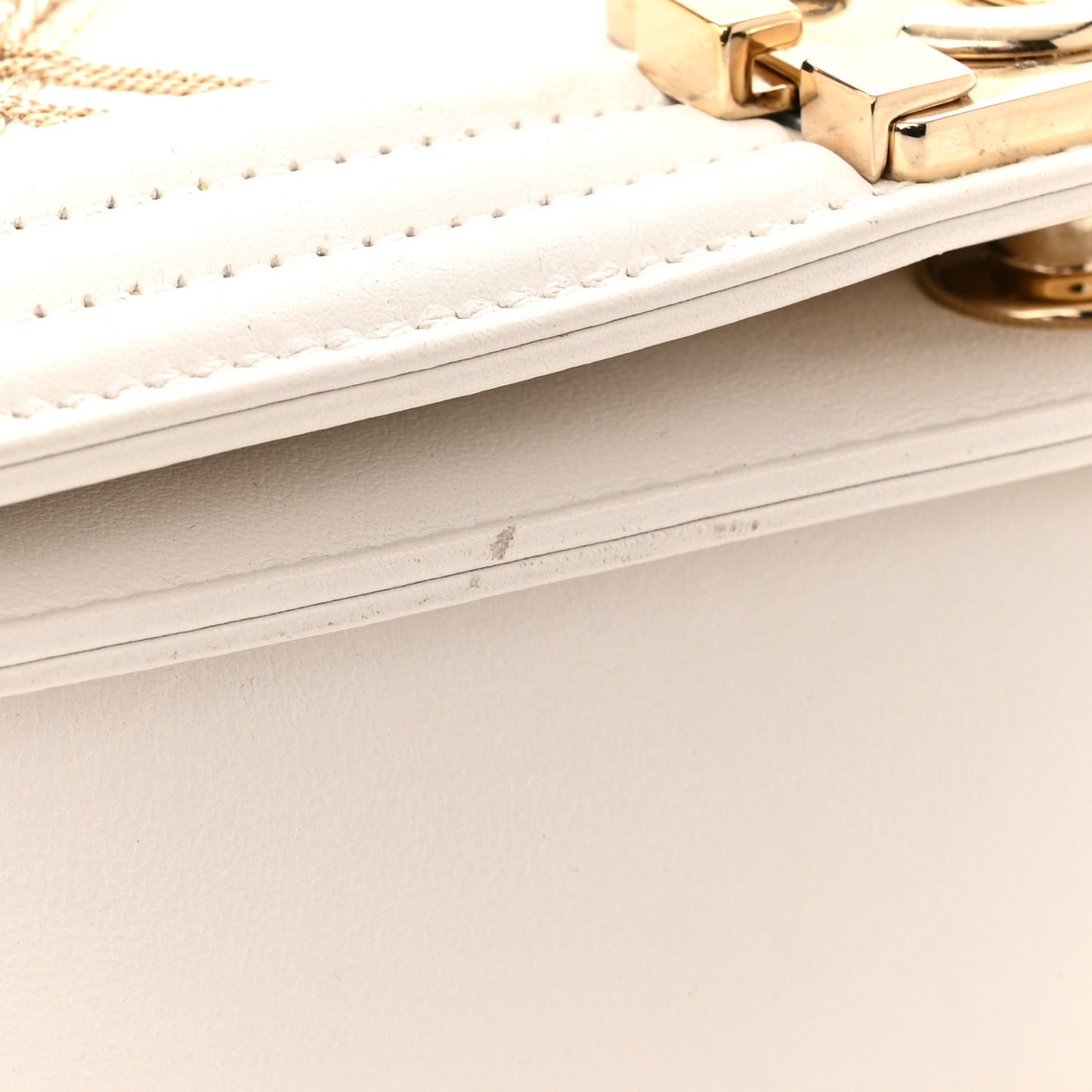 Calfskin Quilted Medium Chain Embellished Boy Flap White