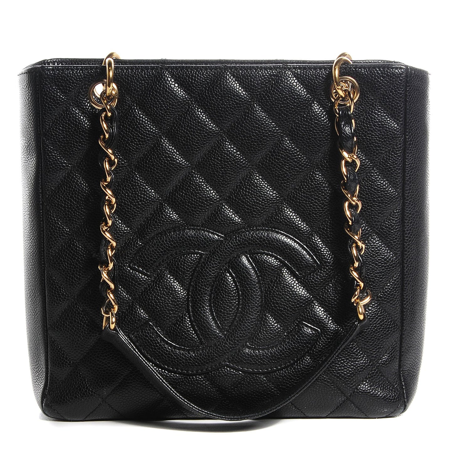 Caviar Quilted Petit Shopping Tote PST Black