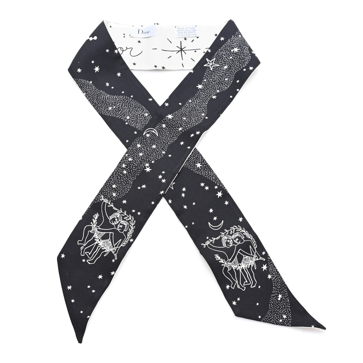 Silk Zodiac Gemini Mitzah Scarf Black