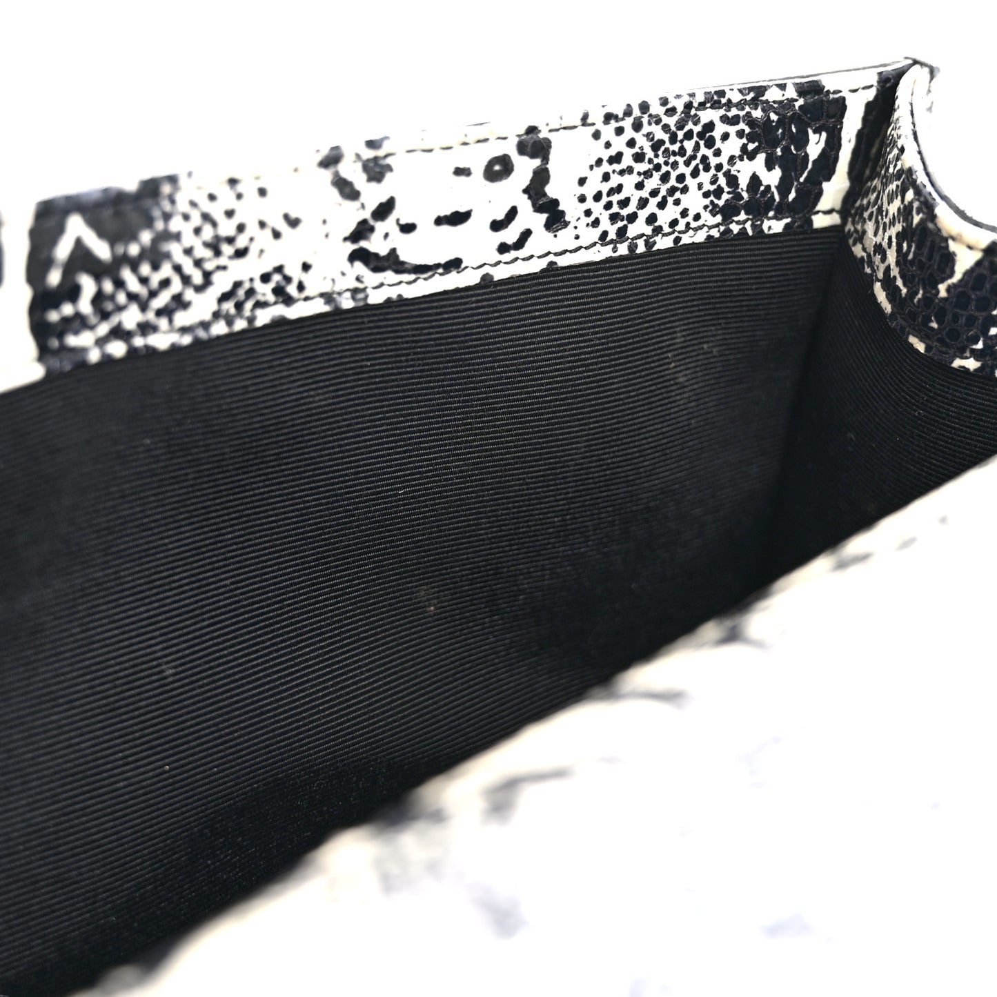 Calfskin Snakeskin Embossed Classic Monogram Cassandre Clutch Beige Black
