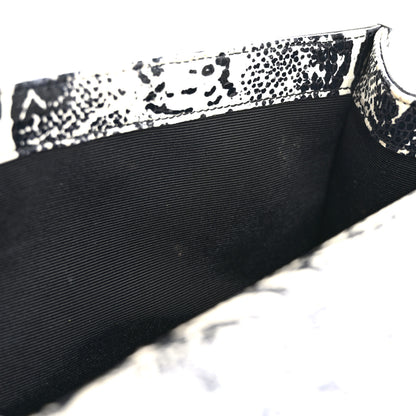 Saint Laurent Calfskin Snakeskin Embossed Classic Monogram Cassandre Clutch Beige Black 8 of 13