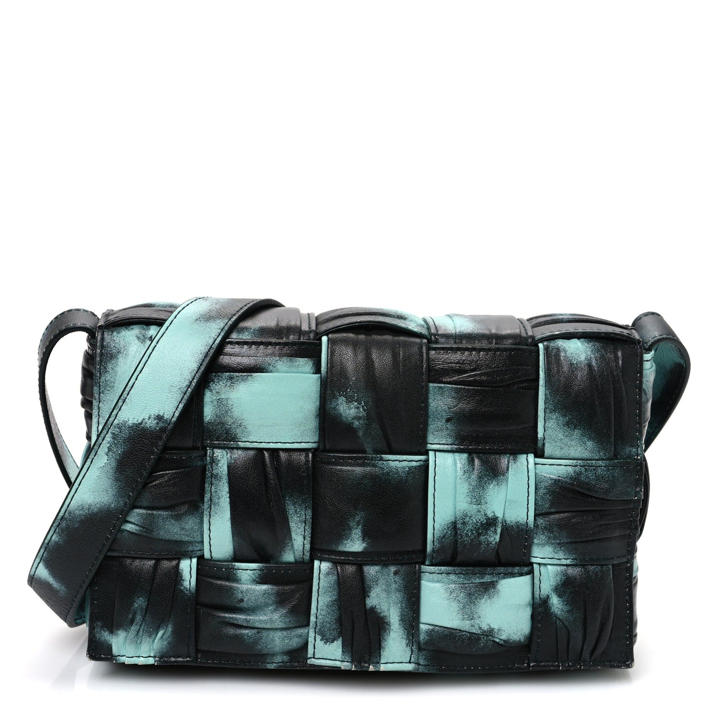 Foulard Tie Dye Maxi Intrecciato Padded Cassette Crossbody Bag Celadon Inkwell