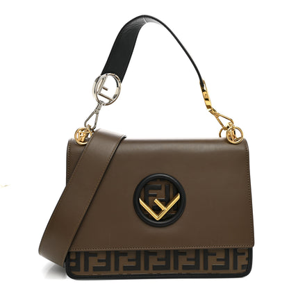 Fendi Vitello Century F is Fendi Bi-Color FF 1974 Embossed Kan I Shoulder Bag Maya Black 1 of 11
