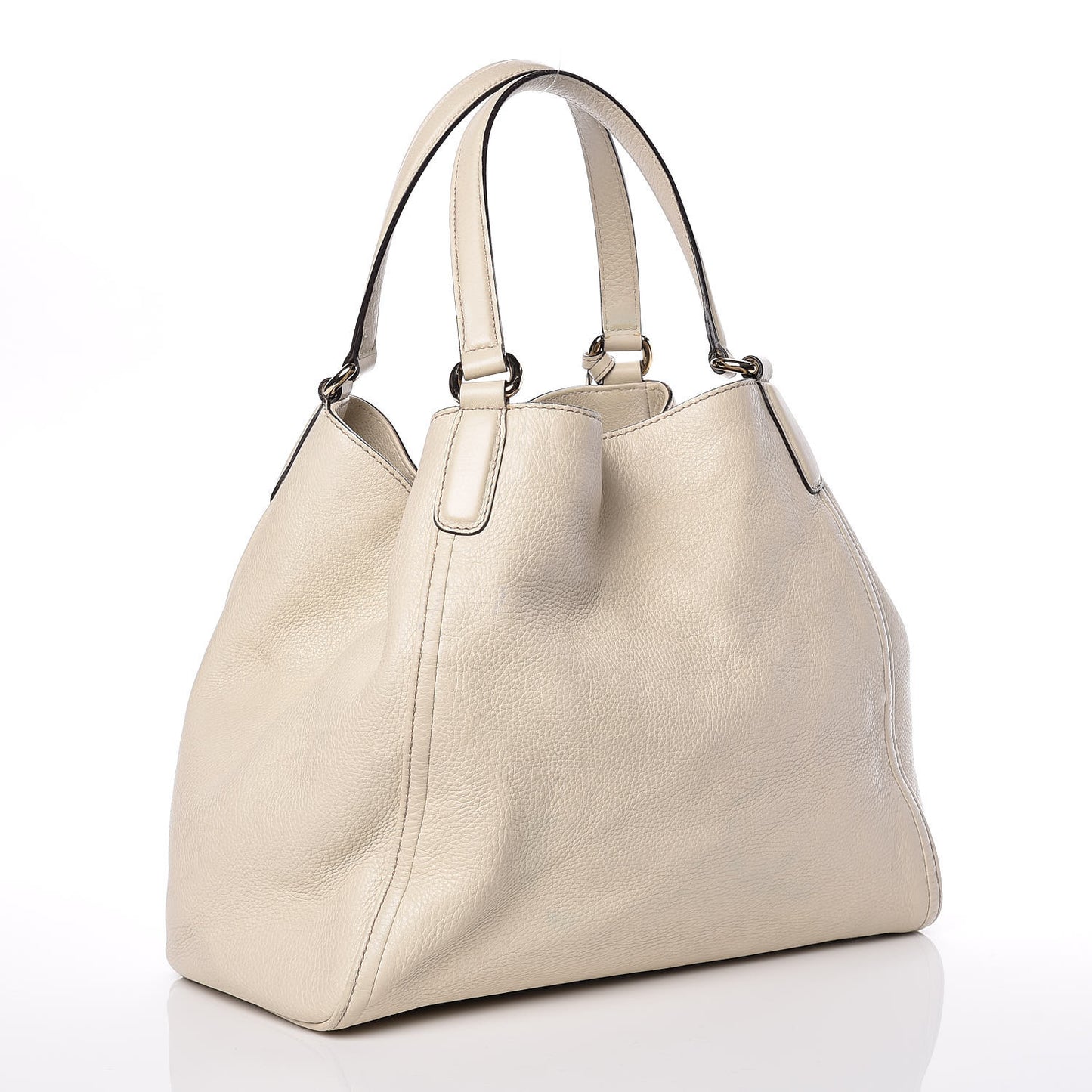 Pebbled Calfskin Medium Soho Shoulder Bag Off White