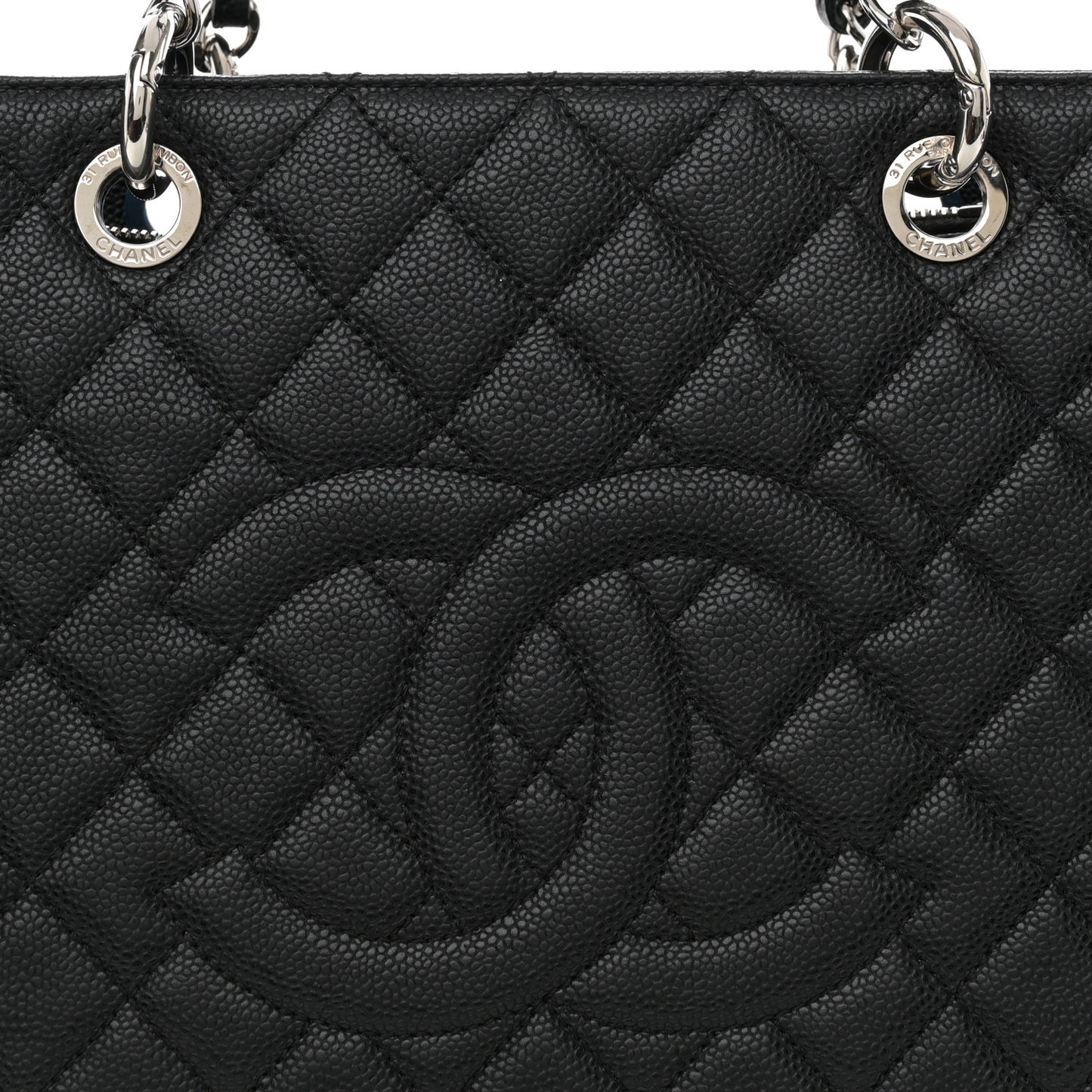 Caviar Quilted Grand Shopping Tote GST Black
