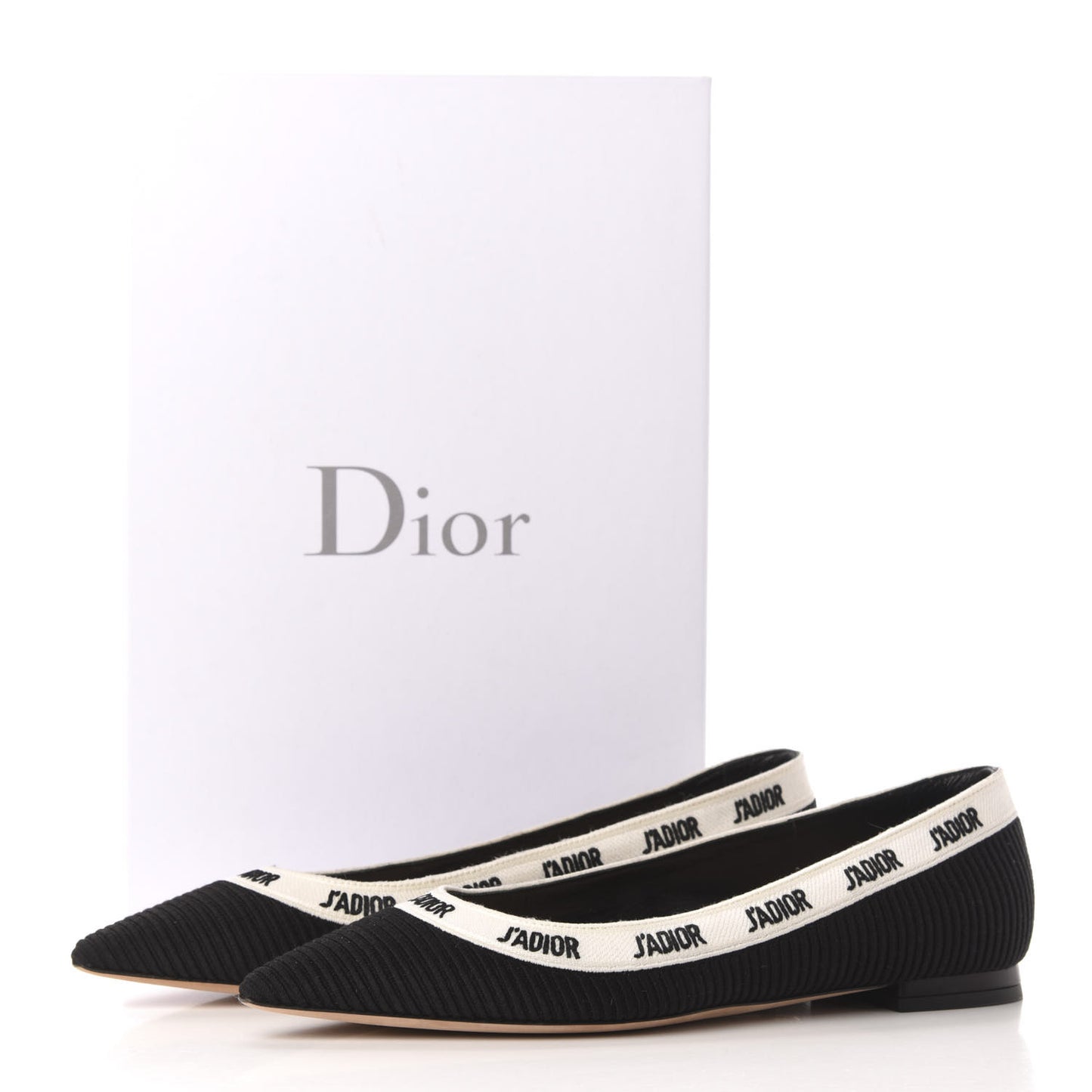 Fabric Ribbon Embroidered J'Adior Ballet Flats 36.5 Black