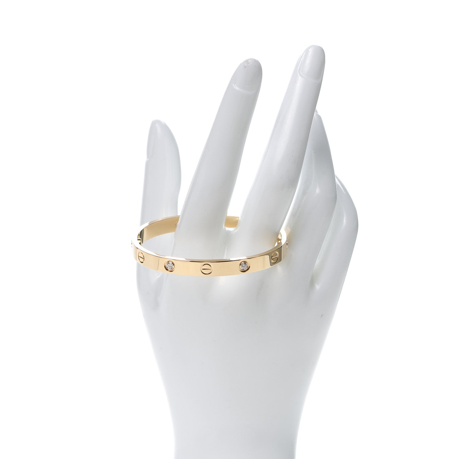 Cartier 18K Yellow Gold 4 Diamond LOVE Bracelet 16 2 of 9