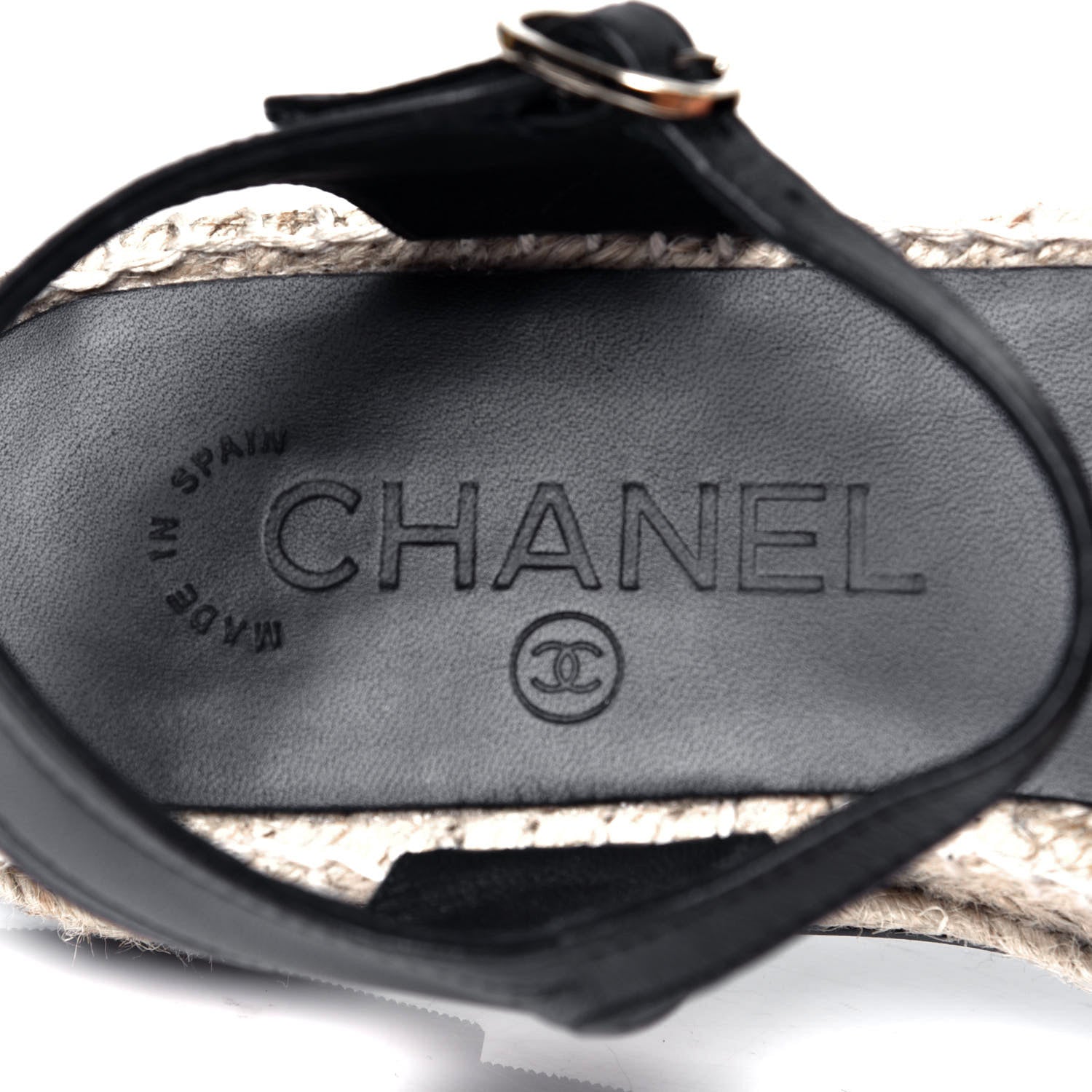Chanel Lambskin Cap Toe CC Espadrilles Sandals 35 Black 6 of 6
