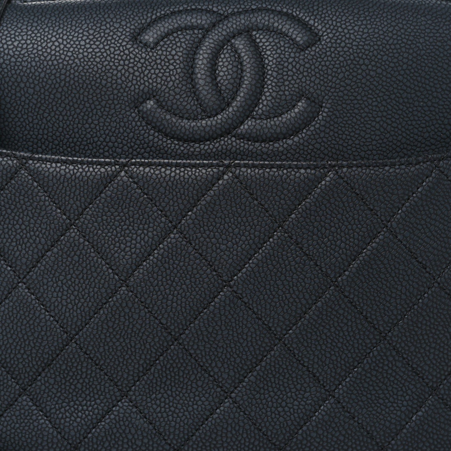 Caviar Quilted Large Coco Tassel Camera Case Dark Gray