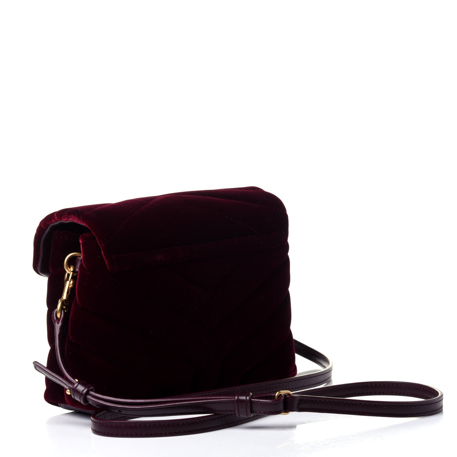 Saint Laurent Velvet Y Quilted Monogram Toy Loulou Crossbody Bag French Burgundy 2 of 5