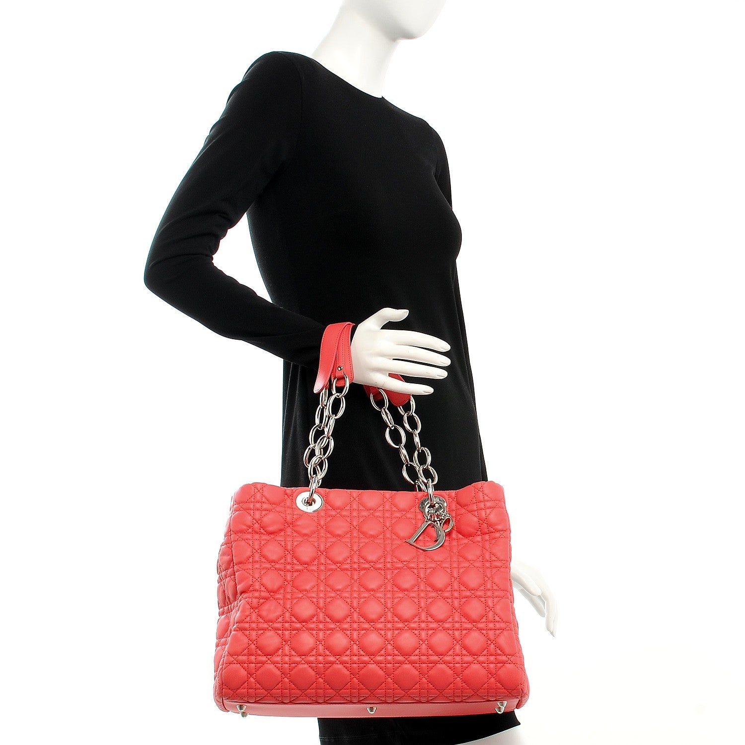 Christian Dior Lambskin Cannage Large Dior Soft Shopping Tote Coral 2 of 11