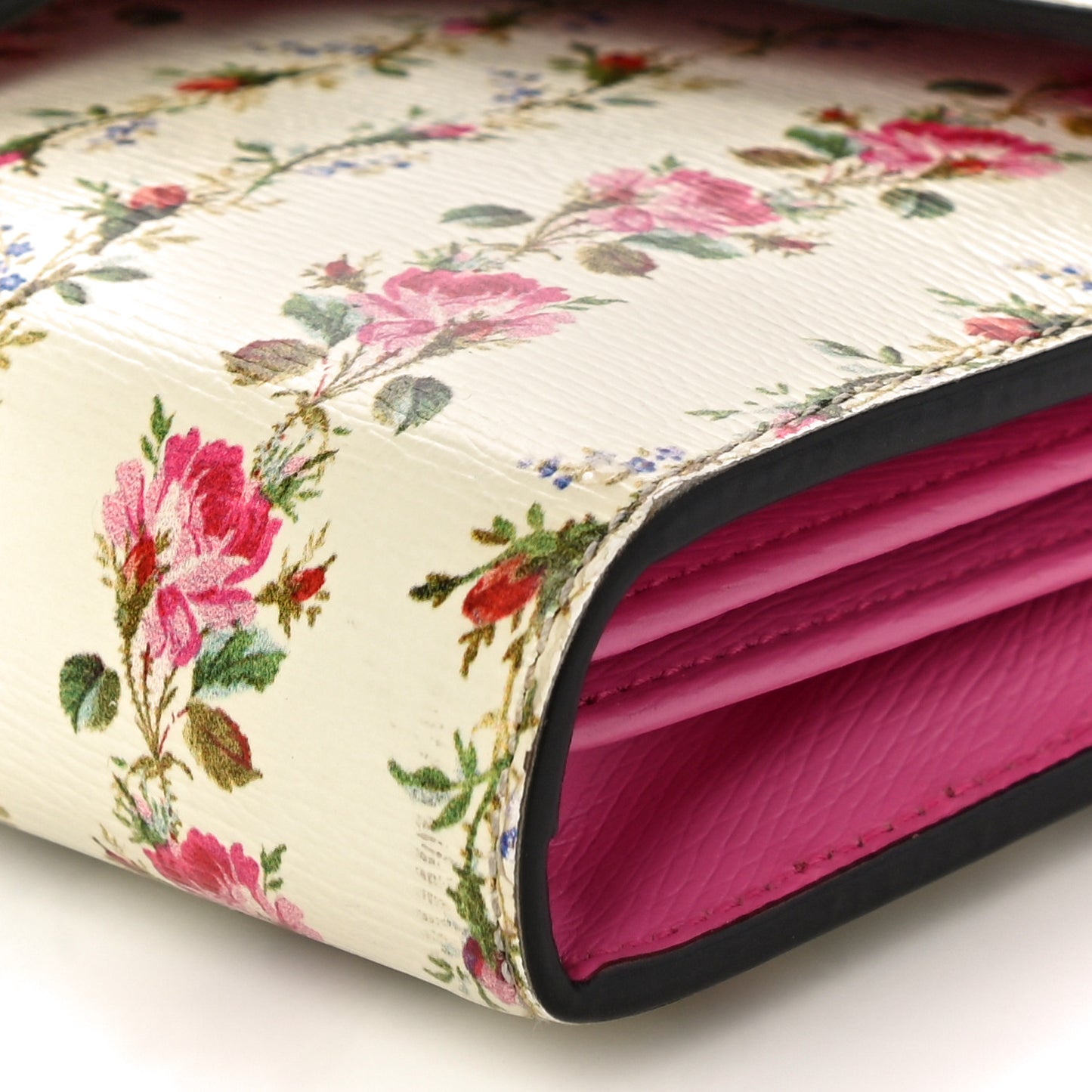 Calfskin Floral Print Mini Dionysus Chain Wallet Ivory Pink
