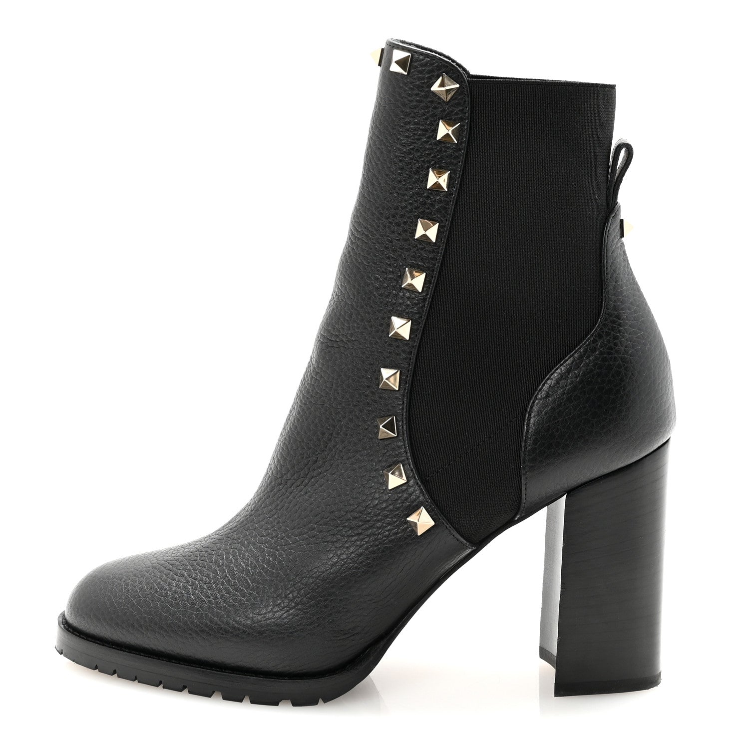 Valentino Garavani Grained Calfskin Rockstud Chelsea 80mm Ankle Boots 39 Black 1 of 10