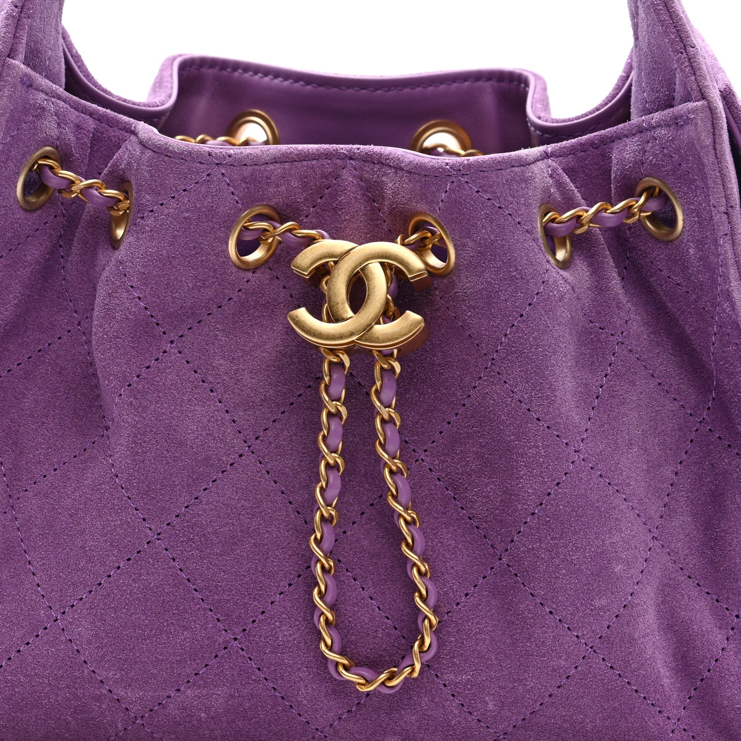 Chanel Suede Quilted Mini Chanel 25 Handbag Purple 8 of 10