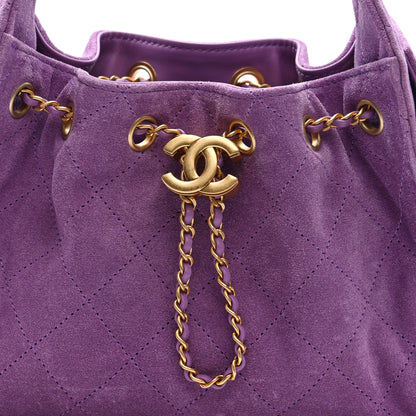 Chanel Suede Quilted Mini Chanel 25 Handbag Purple 8 of 10