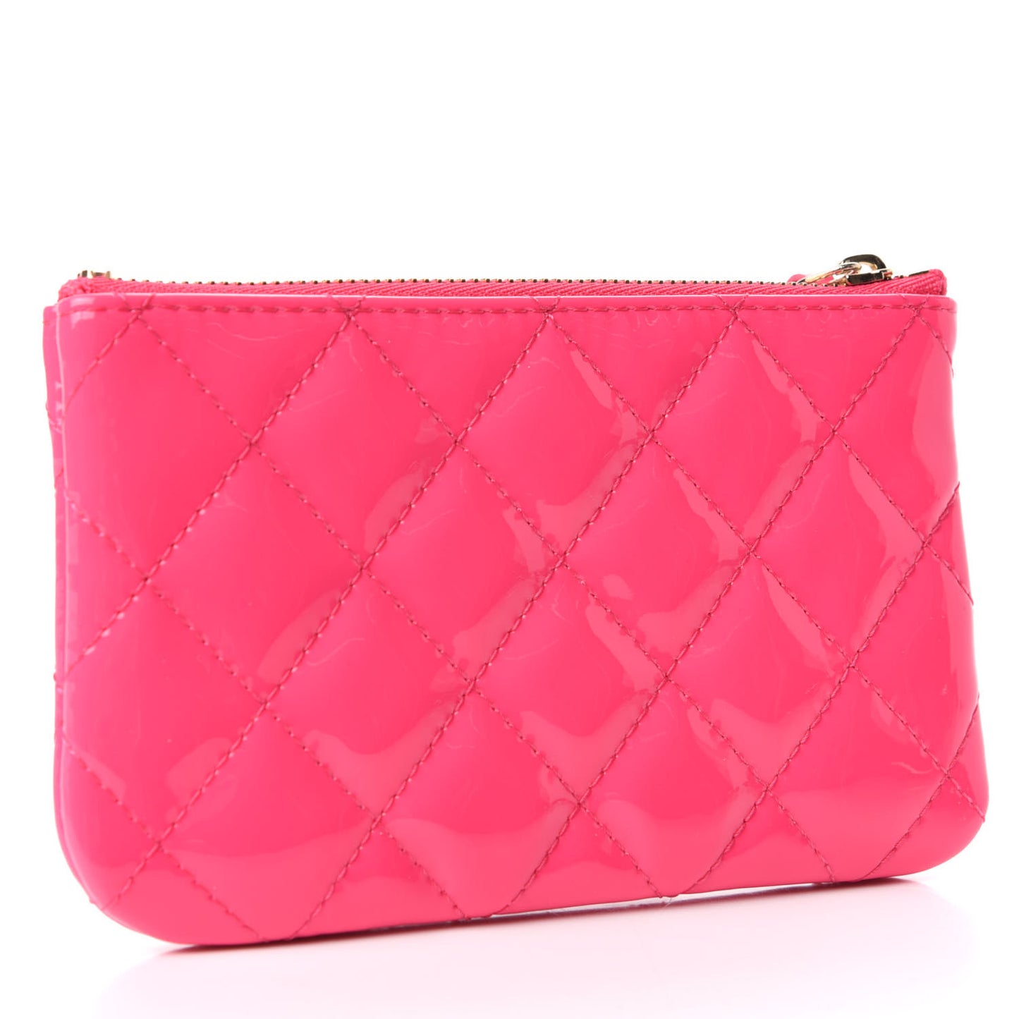 Patent Quilted Small Cosmetic Case Pink
