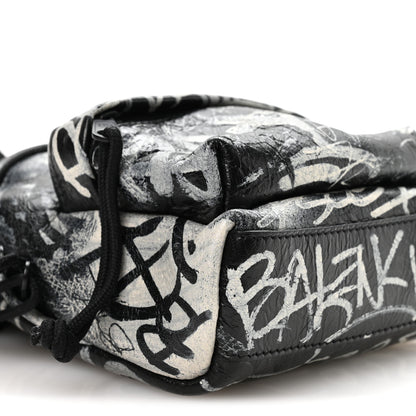 Balenciaga Agneau Arena Graffiti All Over Mini Explorer Crossbody Backpack  Black White 8 of 9
