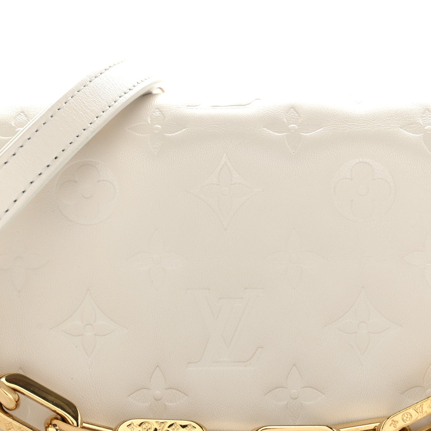 Louis Vuitton Lambskin Embossed Monogram Pochette Coussin Crossbody Cream 7 of 11