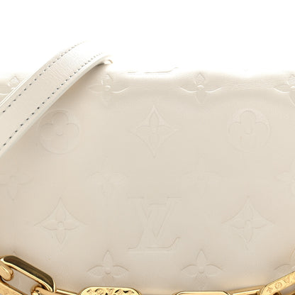 Louis Vuitton Lambskin Embossed Monogram Pochette Coussin Crossbody Cream 7 of 11