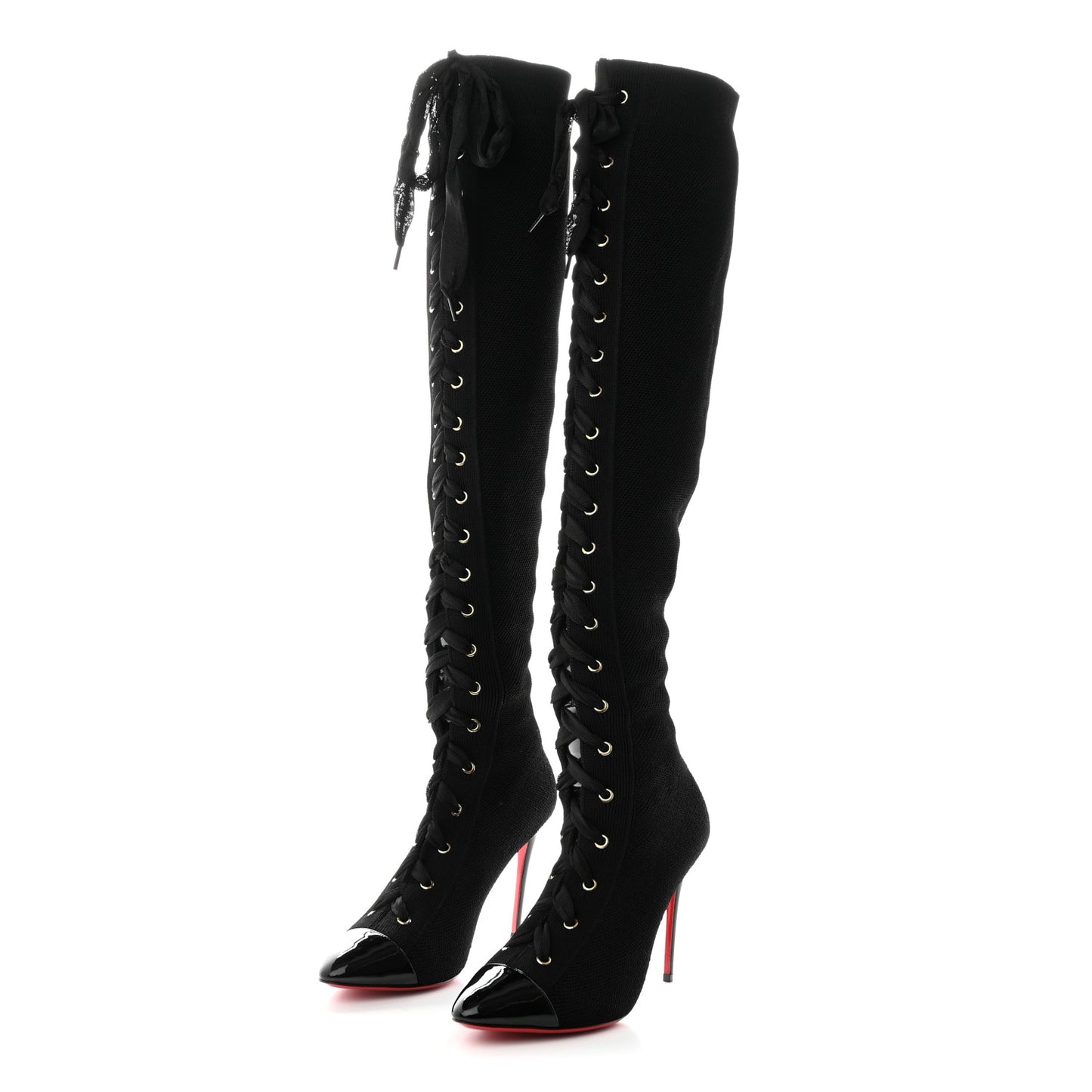 Patent Maille Tricot Frenchie 100 Sock Boots 37.5 Black