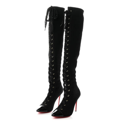 Christian Louboutin Patent Maille Tricot Frenchie 100 Sock Boots 37.5 Black 3 of 10