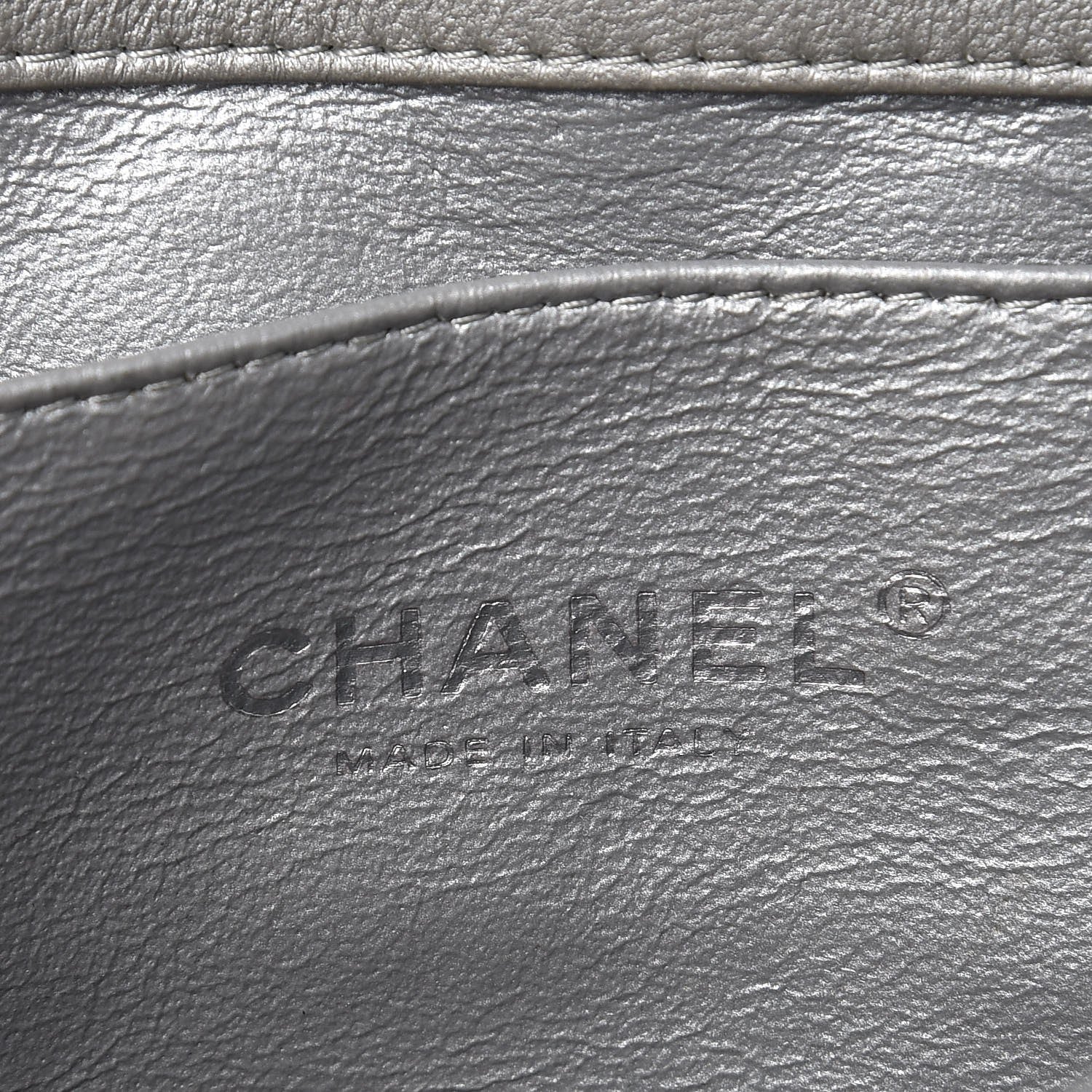 Chanel Metallic Lambskin Quilted Clutch With Chain Flap Grey 6 of 12