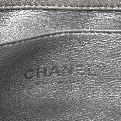 Chanel Metallic Lambskin Quilted Clutch With Chain Flap Grey 6 of 12