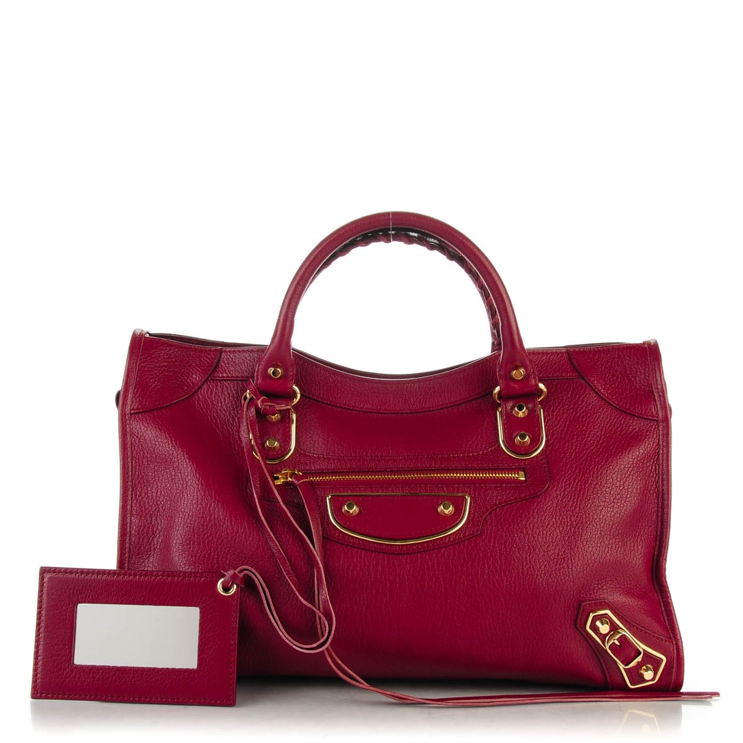 Shiny Goatskin Gold Metallic Edge Hardware City Rouge Brique Rouge Grenade