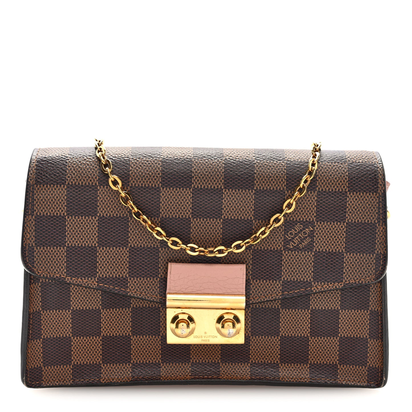 Damier Ebene Croisette Chain Wallet Magnolia