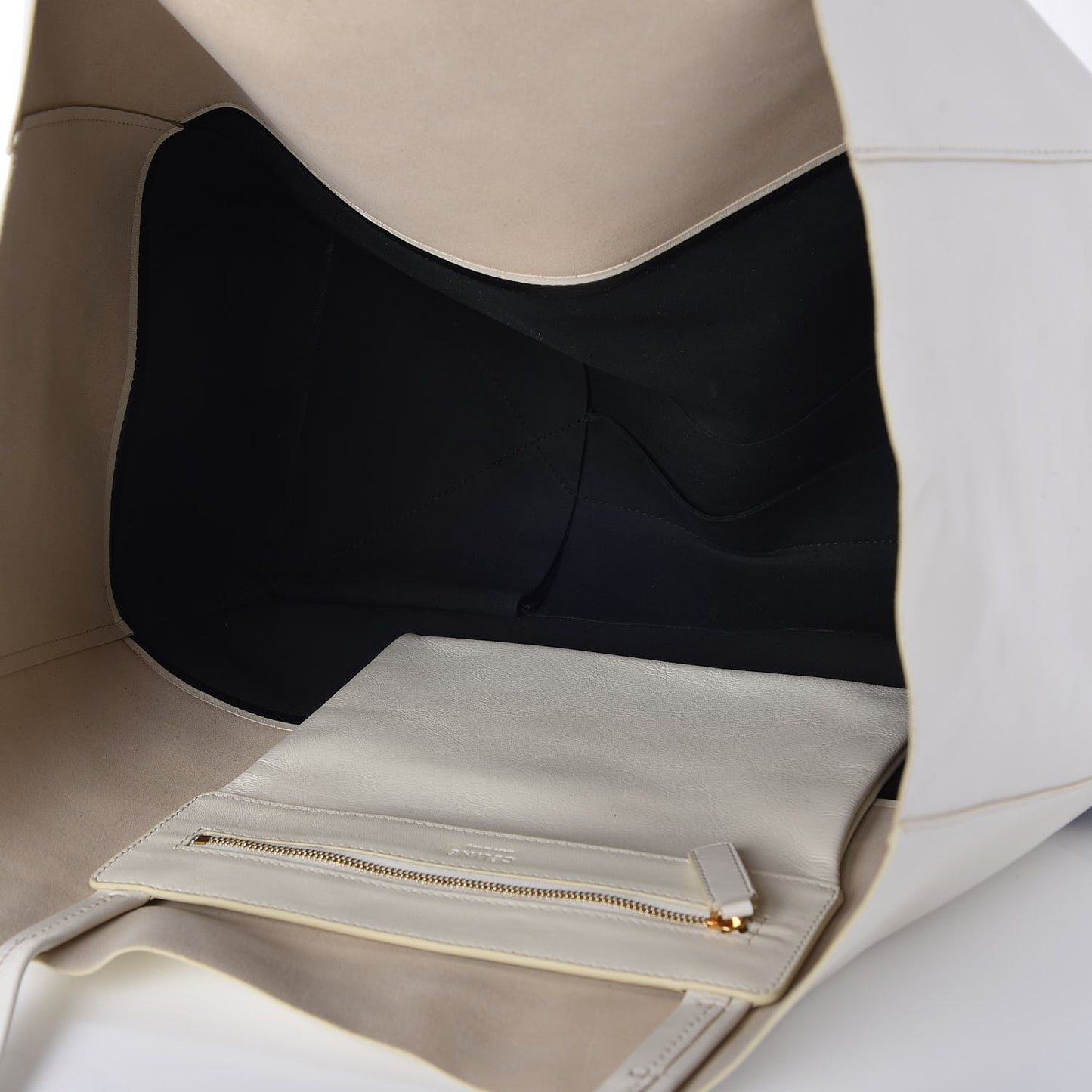 Lambskin Horizontal Bi-Cabas White Black