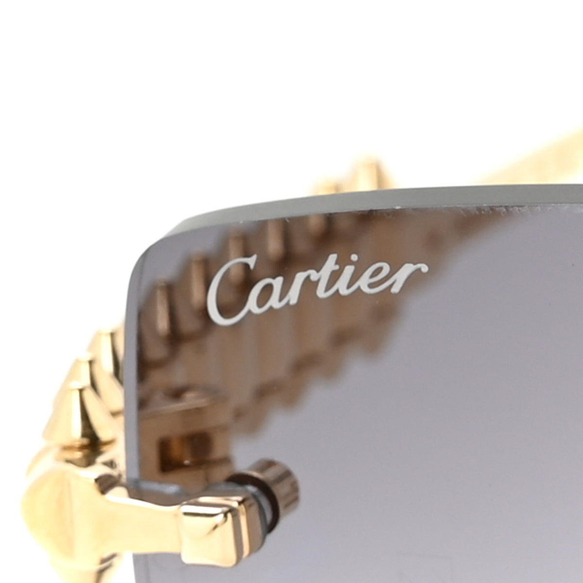 Cartier Clash De Cartier Rectangular Sunglasses CT0604S Smoke Gold 7 of 8