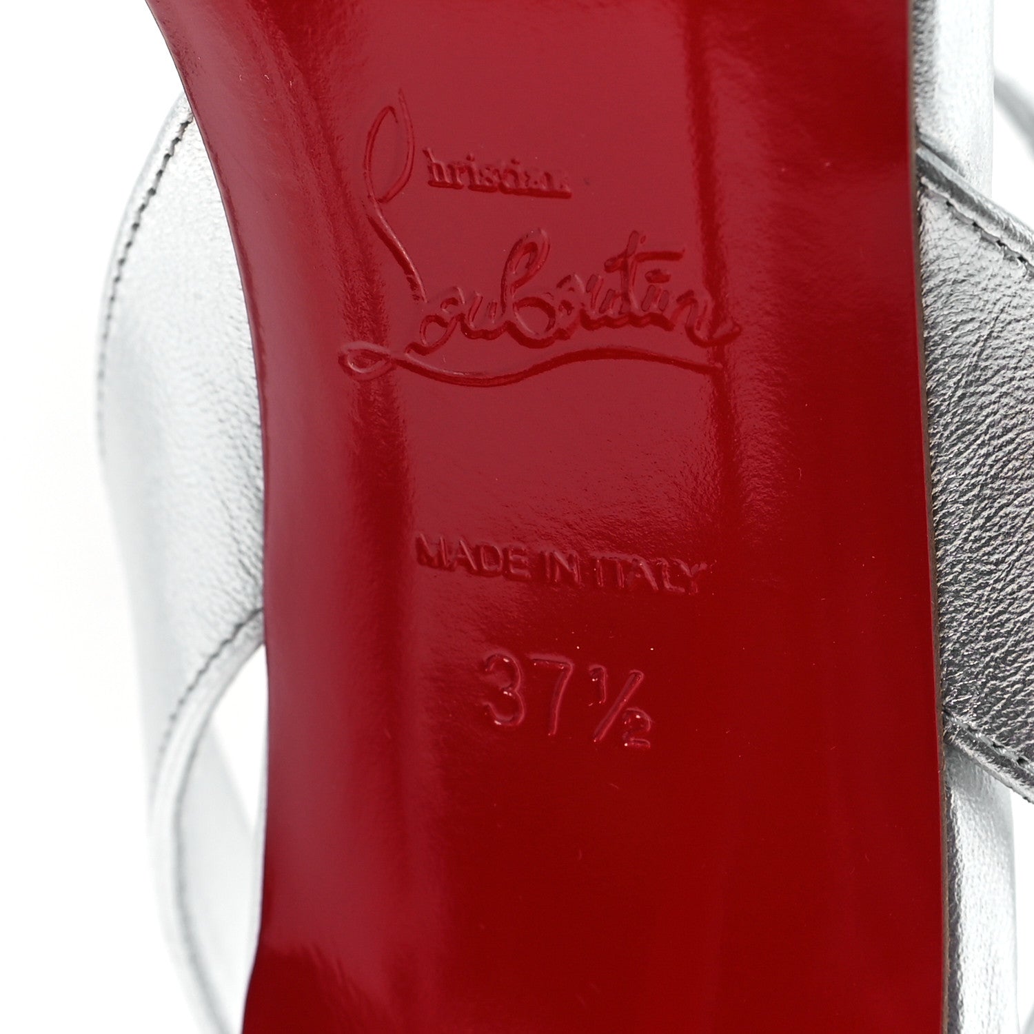 Christian Louboutin Kid Laminato Mariza 85 Sandals 37.5 Silver 7 of 10
