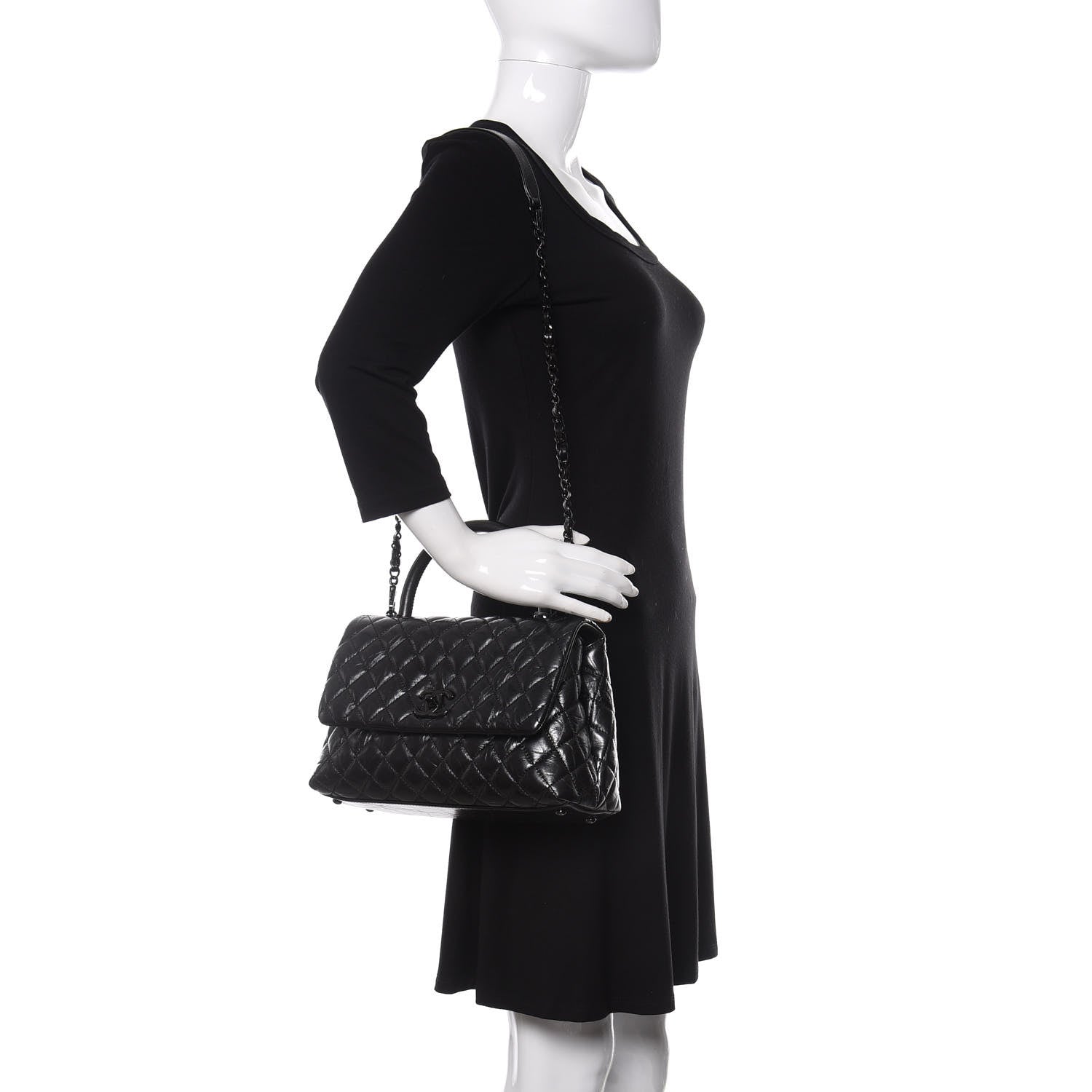 Chanel Aged Calfskin Quilted Small Coco Handle Flap So Black 2 of 10