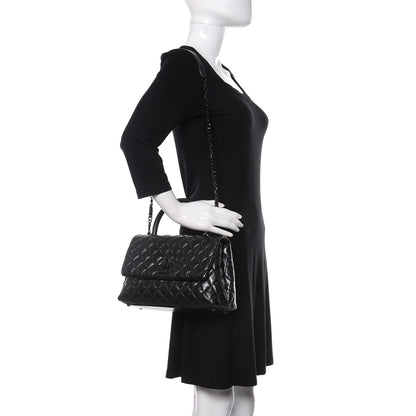 Chanel Aged Calfskin Quilted Small Coco Handle Flap So Black 2 of 10