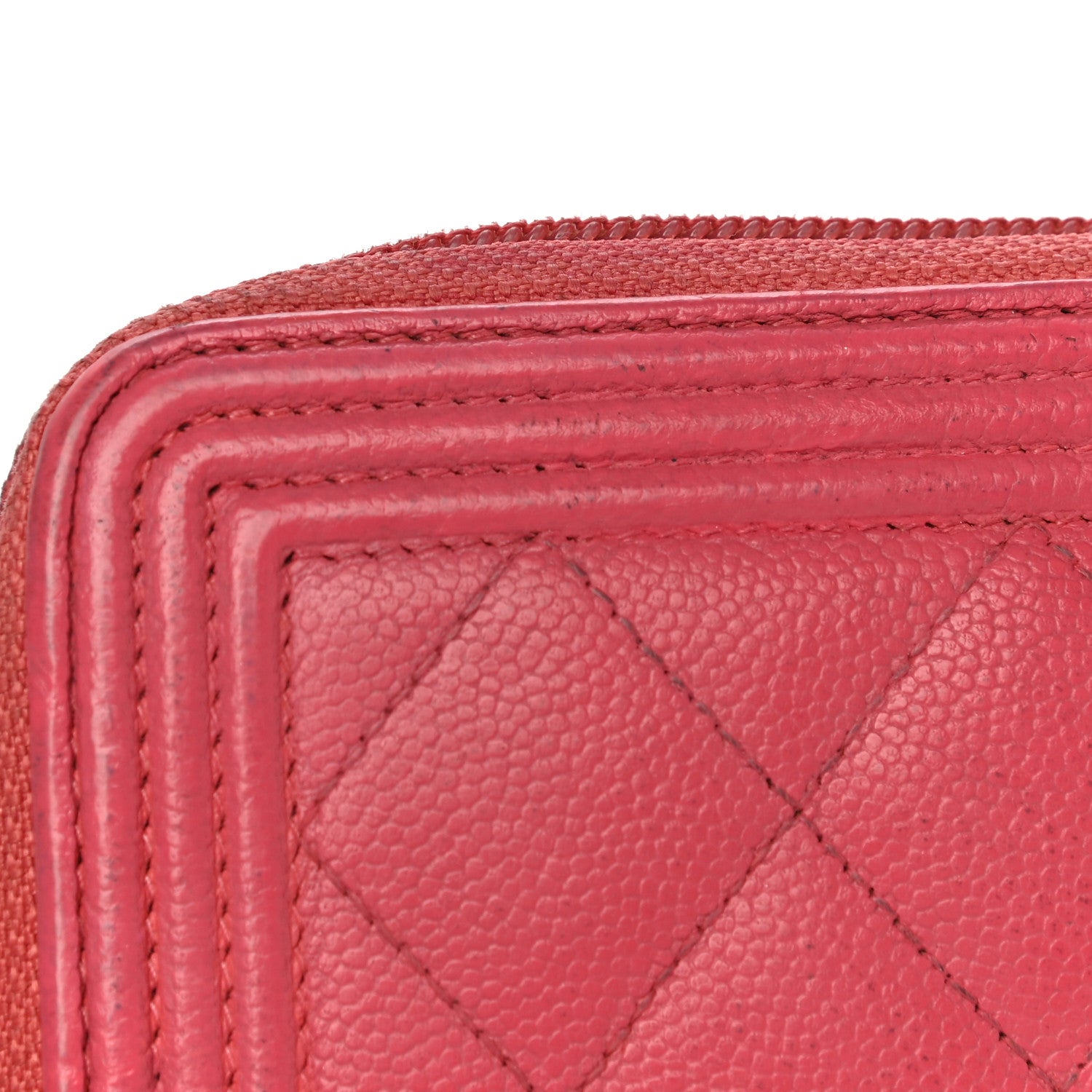 Chanel Caviar Quilted Large Boy Zip Around Wallet Coral 21 of 24